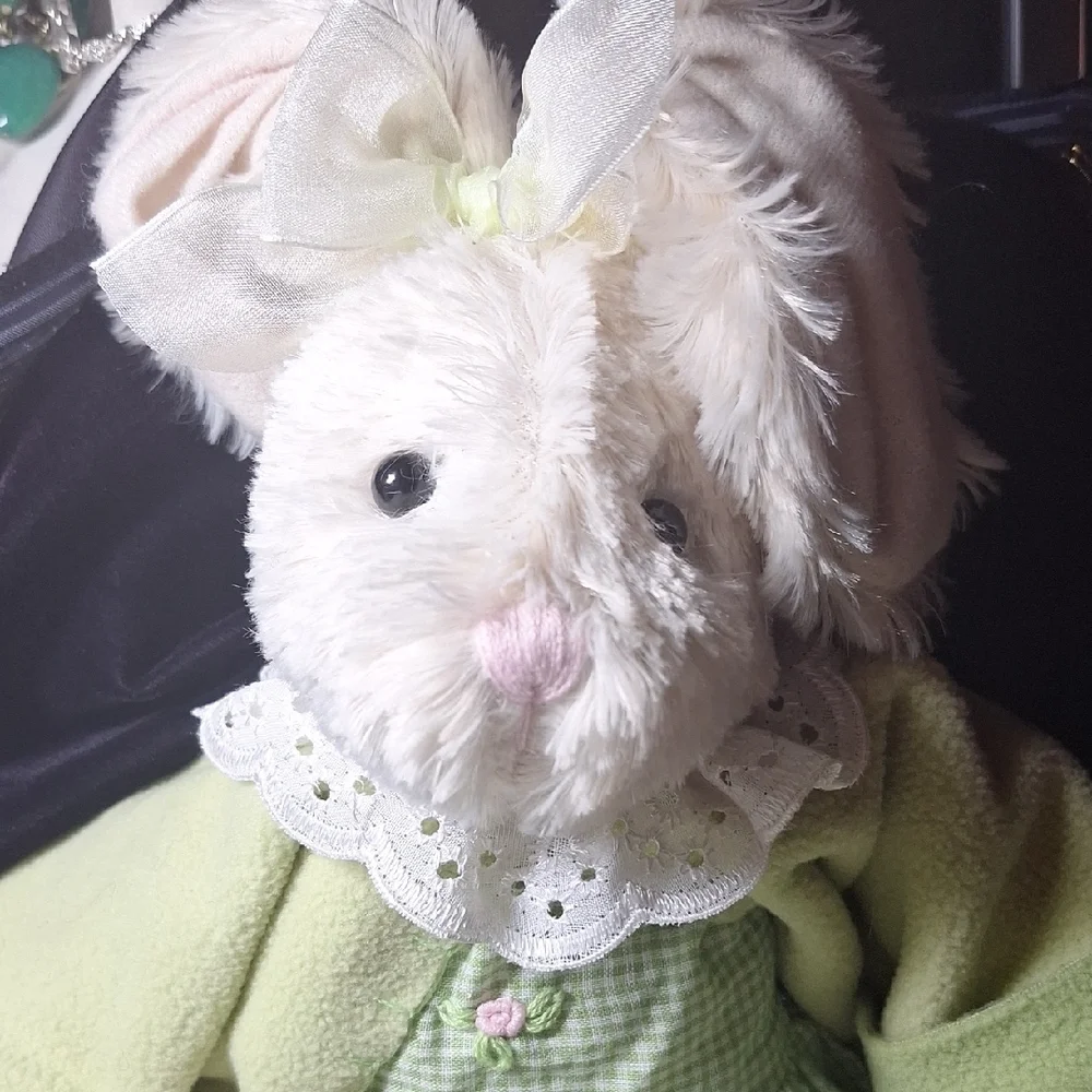 Adorable Green and White Bunny Plush Toy - Picture 9 of 12